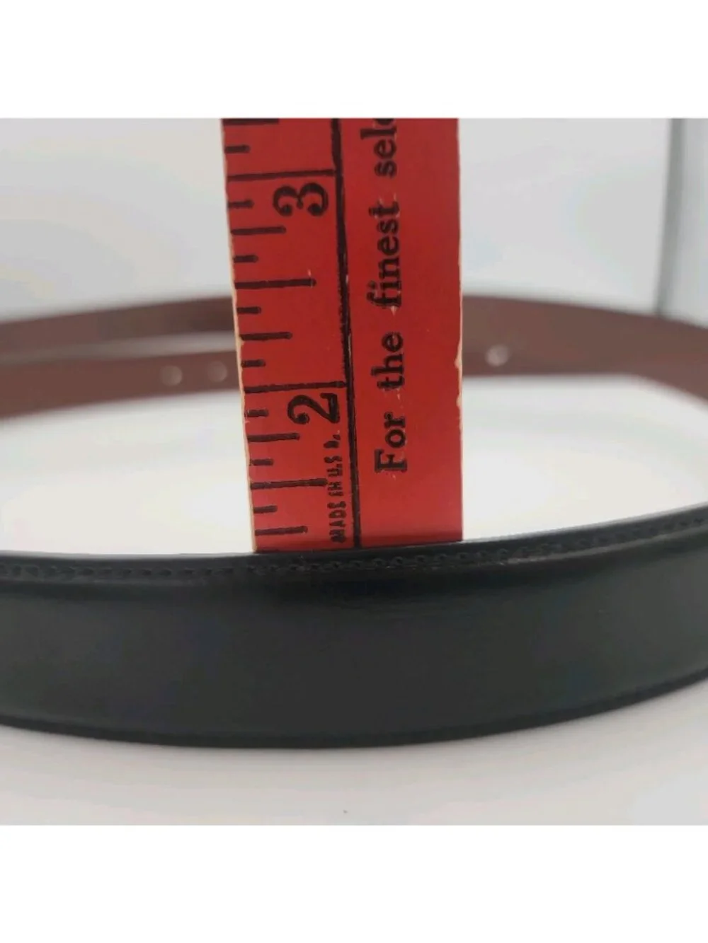 Perry Ellis Mens Black Leather Belt 56 Fits 50-62